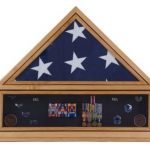 Shadow box frame with American flag and medals