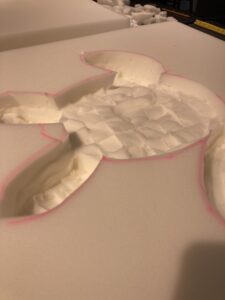 A tortoise shape in foam shipping block